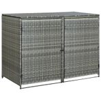 Dayanıklı metal rattan görünümlü çöp kutusu, kilitli, tekerlekli, antrasit polirattan bahçe konteyneri örtüsü, 148 x 77 x 111 cm, dış mekanda saklamak için mükemmel