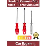 Dayanıklı Sağlam Ergonomik Vidalama Tamir Tadilat Düz Yıldız Kontrol Kalemi 3'lü Tornavida Seti