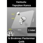 Dayanıklı Yapışkan Kanca İz Bırakmaz Süper Güçlü Vantuzlu Askı Cam Fayans Seramik Mermer 3 Adet