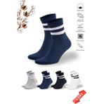 Dayco Çizgili Renkli Unisex Tenis Çorabı Dikişsiz 4'lü (Siyah, Beyaz, Gri Melanj, Lacivert - 41 - 45 - Siyah - Beyaz - Gri - Lacivert