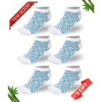 Dayco Desenli Sim Detaylı Kadın Bambu Patik Çorap 6lı Set - Mavi - Beyaz - 36 - 40