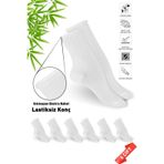 Dayco Premium Beyaz Lastiksiz Sıkma Yapmayan Kadın Bambu Soket Çorap - İz Yapmayan Bambu Çorap - 36-40