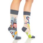 Dayco Premium Dikişsiz Unisex Mavi Yol Hikayesi Desenli Renkli Soket Çorap
