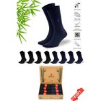 Dayco Premium Dikişsiz Yazlık Bambu Soket Çorap 8Li Set Kraft Kutulu 4 Siyah 4 Lacivert