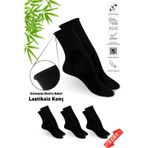 Dayco Premium Lastiksiz Sıkma Yapmayan Siyah Dikişsiz Kadın Bambu Soket Çorap - Iz Yapmaz - 371Syh-3Lu