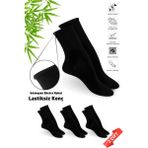 Dayco Premium Lastiksiz Sıkma Yapmayan Siyah Renk Dikişsiz Kadın Bambu Soket Çorap - 36-40 - 371SYH-3LU - 36 - 40