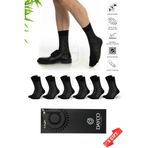Dayco Socks Premium Dikişsiz Yazlık Erkek Bambu Soket Çorap 6'lı Set Kutulu Jakarlı Siyah - 10201-41-44