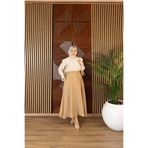 Dayfabric Katlı Yazlık Basic Etek Cepli | Hardal