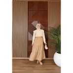 Dayfabric Katlı Yazlık Basic Etek | Koyu Bej