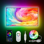 Daymeet TV Led Işıklar, 4M TV Led Aydınlatmalı Led Işıklar USB Powered RGBIC TV Led Işık Şeridi 55-75 inç TV/Monitör Aydınlatmanın Arkasında, Müzik Sync Bluetooth APP Kontrolü, Müzik Sync Bluetooth