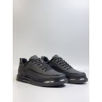 Daytex Erkek Deri Sneaker Casual Ayakkabı Ortopedik Taban Düz Taban Siyah