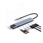 Daytona CF-04 Macbook Uyumlu Type-C™ To 4K HDMI Tv Projeksiyon UHd 1080P 2* Type-C 3* USB SD/TF RJ45 Ethernet Lan 8ın1 Çevirici Hub Adaptör