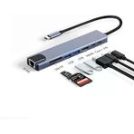 Daytona CF-04 Macbook Uyumlu Type-C™ To 4K HDMI Tv Projeksiyon UHd 1080P 2* Type-C 3* USB SD/TF RJ45 Ethernet Lan 8ın1 Çevirici Hub Adaptör
