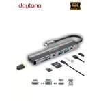 Daytona Cf08 Macbook Uyumlu Type-C To 4K 1080P Uhd Hdmı Type-C Pd Şarj 2X Usb3 Çevirici Hub Adaptör