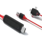 Daytona Combo 3in1 Lightning/micro Usb/type-C To HDMI Ios Android Görüntü Aktarıcı Çevirci 1.5m - Kırmızı