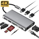 Daytona FC33/31 Type-C To 4*usb 3.0 4K HDMI RJ45 Ethernet VGA Sd Tf Kart Okuyucu Aux Pd Hub Çevirici Adaptör