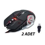 Daytona T60 2400 Dpı Rgb Işıklı USB Profesyonel Kablolu Optik Oyuncu Mouse (2 ADET) - Siyah