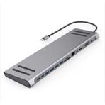 Daytona Type-C™ to (Audio Port 3xUSB 3.0 Gigabit Ethernet MicroSD+ SD DP 4K Ultra HD HDMI VGA TYPE-C) 14IN1 Macbook Uyumlu Adaptör - Gri