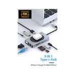 Daytona WW-9 Macbook Uyumlu Type-C To USB 3.0 4K HDMI Ethernet RJ45 VGA Sd Tf Kart Pd Aux 9 Port Çevirici Hub Adaptör