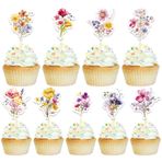 DazzJoy 36 adet pasta dekorasyonu, çiçek, kır çiçekleri, pasta dekorasyonu, bebek partisi, düğün, doğum günü, bebek duşu için, cupcake dekorasyon çiçekleri, muffin dekorasyon çiçekleri