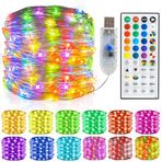 Dazzle Bright 32,8 FT RGB Bakır Tel Peri Işıkları, Uzaktan ve Zamanlayıcılı 100 LED USB String Işık, Noel, Parti, Düğün için Su Geçirmez İç Mekan Dış Mekan Dekorasyonu