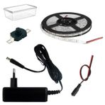 Dc 12V Şerit Led 5 Metre Tek Çipli Beyaz Işık Lamba Anahtar Adaptörlü Aydınlatma Devresi Öğrenci Hobi Deney Seti