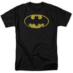 DC Comics -DC Comics Erkekler Batman Klasik Sıkıntılı Logo T-Shirt, Siyah, Büyük