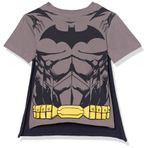 DC Comics Erkek Çocuk Küçük Batman Cosplay Kısa Kollu Pelerin Tişört, Kömür/Siyah, 5-6