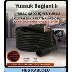 DC-ELEKTRO Hes Kablolu Ev Tipi Araç Şarjı Uyumlu 3-40 Metre (3x2.5 mm Ttr Tam Bakır) 3.5kw - 16 Amper Bemis Kauçuk Fişli Uzatma Seyyar - 5 METRE