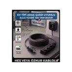 DC-ELEKTRO KAUÇUK 3 LÜ Evde Araç Şarjı Uyumlu 50 Metre (3x2.5 mm Ttr Tam Bakır) (HES veya Öznur kablolu) KAUÇUK 3 LÜ (IP54 uyumlu) Uzatma Seyyar