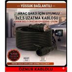 DC-ELEKTRO Öznur Kablolu Evde Araç Şarjı Uyumlu 3-40 Metre (3x2.5 mm Ttr Tam Bakır) (3.5kw - 16AMPER) Bemis Kauçuk Fişli Uzatma Seyyar - 3 METRE