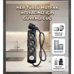 DC-ELEKTRO Viko Multi-Let 3 Lü (1-15 Metre Arası) 3x2.5 Anahtarlı Çocuk Korumali % Yüz Tam Bakır Ttr Kablolu Uzatma Seyyar (Markanin Özel Üretimi Orijinal Tse Fişli Bakir Kablolu) - Siyah - 6 METRE