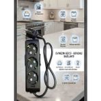 DC-ELEKTRO Viko Multi-Let 3 Lü (1-15 Metre Arası) Çocuk Korumali 3x2.5 % Yüz Tam Bakır Ttr Kablolu Uzatma Seyyar (Markanin Özel Üretimi Orijinal Tse Fişli Bakir Kablolu) - Siyah - 8 METRE