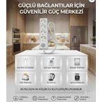 DC-ELEKTRO Viko Multi-Let 4 Lü (1-15 Metre Arası) 3x2.5 Anahtarlı Çocuk Korumali % Yüz Tam Bakır Ttr Kablolu Uzatma Seyyar (Markanin Özel Üretimi Orijinal Tse Fişli Bakir Kablolu) - Beyaz - 3 METRE