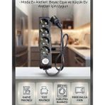 DC-ELEKTRO Viko Multi-Let 4 Lü (1-15 Metre Arası) 3x2.5 Anahtarlı Çocuk Korumali % Yüz Tam Bakır Ttr Kablolu Uzatma Seyyar (Markanin Özel Üretimi Orijinal Tse Fişli Bakir Kablolu) - Siyah - 1 METRE