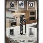 DC-ELEKTRO Viko Multi-Let 5 Li (1-15 Metre Arası) 3x2.5 Anahtarlı Çocuk Korumali % Yüz Tam Bakır Ttr Kablolu Uzatma Seyyar (Markanin Özel Üretimi Orijinal Tse Fişli Bakir Kablolu) - Siyah - 4 metre
