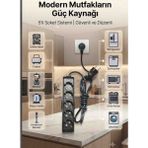 DC-ELEKTRO Viko Multi-Let 5 Li (1-15 Metre Arası) Çocuk Korumali 3x2.5 % Yüz Tam Bakır Ttr Kablolu Uzatma Seyyar (Markanin Özel Üretimi Orijinal Tse Fişli Bakir Kablolu) - Siyah - 6 METRE