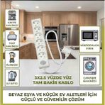 DC-ELEKTRO Viko Multi-Let 6 Lı (1-15 Metre Arası) 3x2.5 Anahtarlı Çocuk Korumali % Yüz Tam Bakır Ttr Kablolu Uzatma Seyyar (Markanin Özel Üretimi Orijinal Tse Fişli Bakir Kablolu) - Beyaz - 2 metre