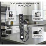 DC-ELEKTRO Viko Multi-Let 6 Lı (1-15 Metre Arası) 3x2.5 Anahtarlı Çocuk Korumali % Yüz Tam Bakır Ttr Kablolu Uzatma Seyyar (Markanin Özel Üretimi Orijinal Tse Fişli Bakir Kablolu) - Siyah - 12 METRE