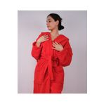 DC Teks Kırmızı Renkli %100 Pamuk Bukle Kapüşonlu Model Bornoz S-M-L-XL-2XL-3XL-4XL Büyük Beden