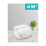 DCA SUPPLY STORE 3 Gözlü Tek Kullanımlık Köpük Tabldot Tabağı -Sızdırmaz Isı Yalıtımlı- 50'li Paket