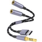 DCNETWORK Kulaklık 3,5 mm, Naylon Örgülü Uzatma Kablosu Ses Stereo Y Bölücü, 2IN1 USB-C ve 3.5MM Erkek - 2 Bağlantı Noktaları Telefon, PS4, Anahtar, Tabletler ve Daha Fazlası için 3.5mm Dişi Kulaklık