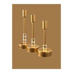DD Avize Üçlü Metal Mumluk Gold Boyalı Altın