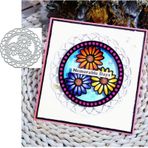 DDeehs 3 Ayçiçeği Yuvarlak Çerçeve Metal Kalıp Kesim, Mutlu Noeller Daire Çiçek Kesme Ölür Kesim Şablonlar Kendin Yap Scrapbooking Dekoratif Kabartma Kağıdı Scrapbooking Kart Yapımı