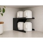 Ddm Global Mutfak Dolap Içi Kupa Organizer Rafı 2 Katlı – Bardak Düzenleyici Stand (12X21X13 Cm) - Siyah
