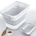 DDMOMMY 10-13 LB Köpek Maması Saklama Kabı, Şeffaf Hava Geçirmez Kapaklı Katlanabilir Köpek Maması Konteyner,Pet Gıda Kepçe ve Köpek Kasesi,Evcil Hayvan Yemi,Pirinç, Un için Çok Fonksiyonlu Gıda