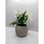 Ddtrend Mini Saksıda Yeşil Beyaz Yapay Bitki Garnitür Taş Yosunlu 17 cm Dekoratif Banyo Mutfak Masa Çiçeği