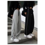 De Carte 2li Harajuku Streetwear Side Strip Kadın Bol Ayarlanabilir Geniş Paça Eşofman Altı