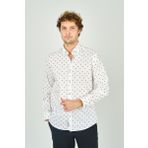 De Leone Erkek Slim Fit Desenli Uzun Kol %100 Pamuk Gömlek 2041 Ekru
