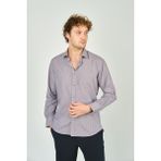 De Leone Erkek Slim Fit Ekoseli Uzun Kollu %100 Pamuk Gömlek 2062 Kahverengi - XL